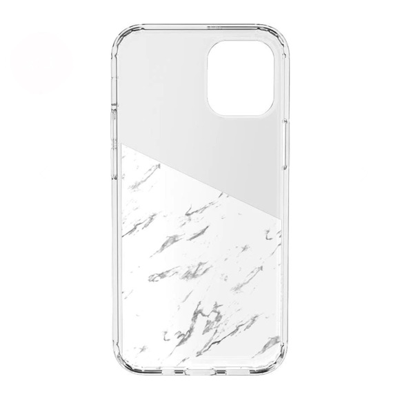 CASELY | Let's Split | Half White Clear Marble Clear Case | iPhone 12 / 12 Pro - Picture 6 of 9